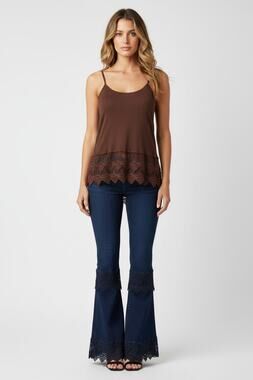 Back in The Saddle Brown Lace Cami Medium